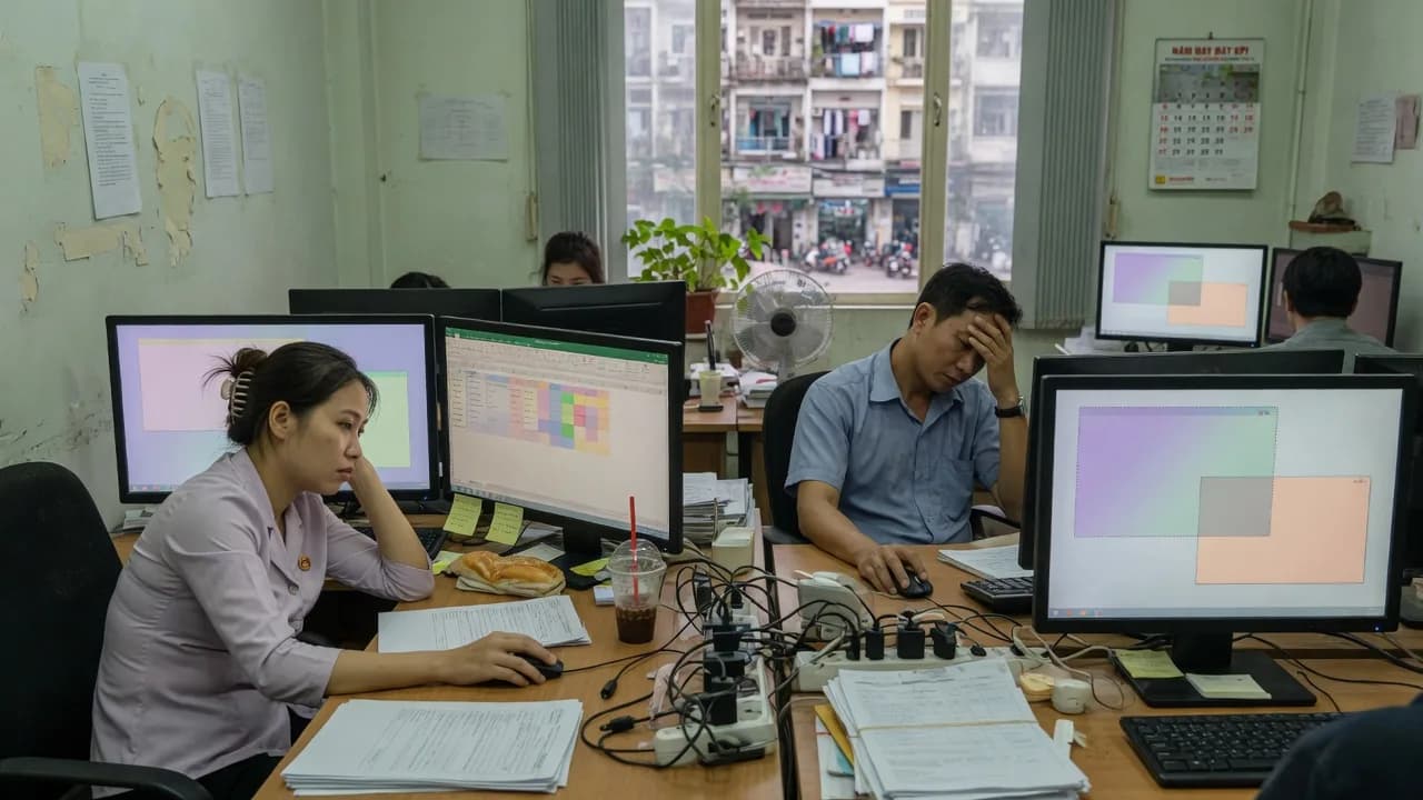 Nhân viên copy dán giữa nhiều phần mềm