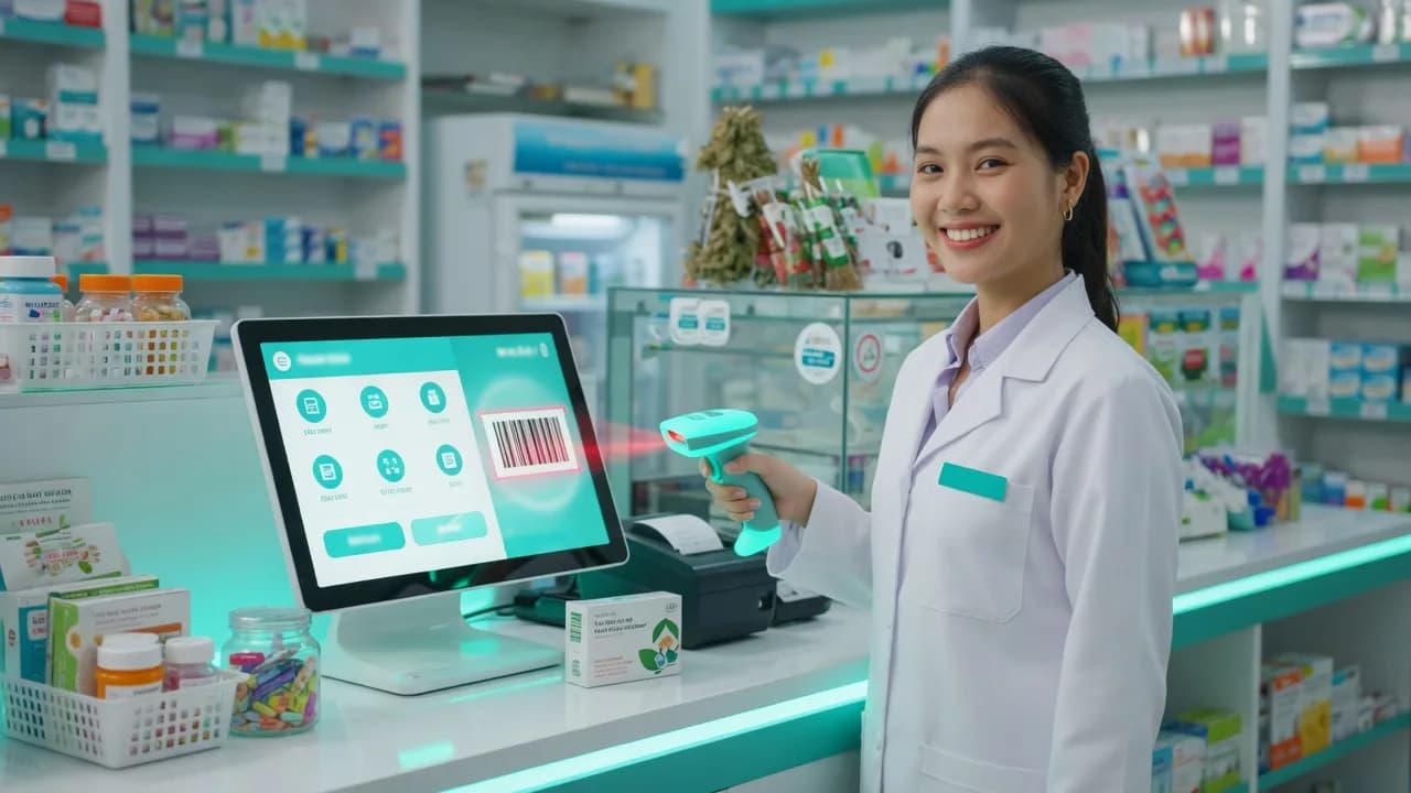 POS barcode tại quầy nhà thuốc