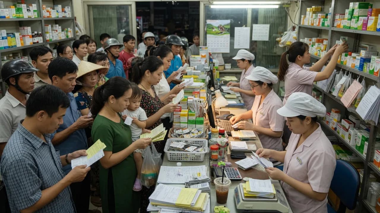 Hàng chờ đông tại quầy thuốc