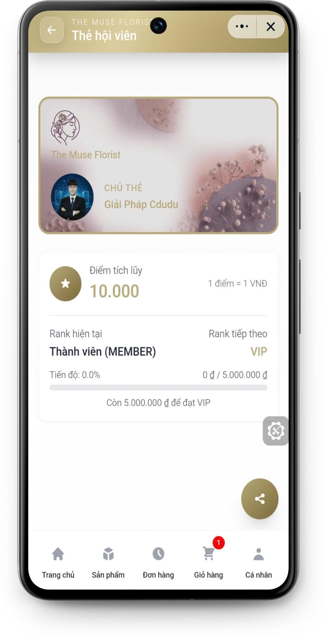 Màn Hình Hạng Thành Viên