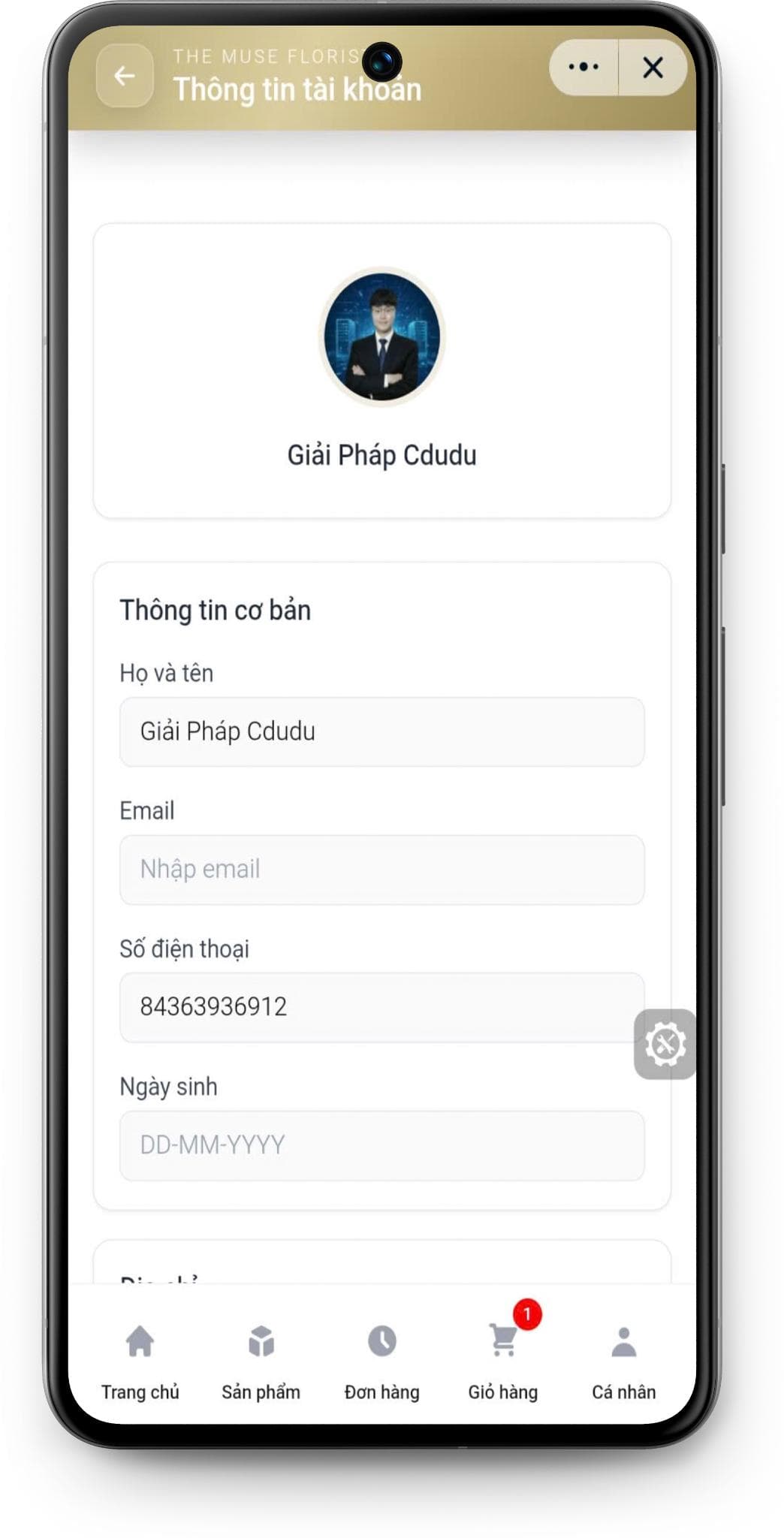 Màn Hình Thông Tin Cá Nhân